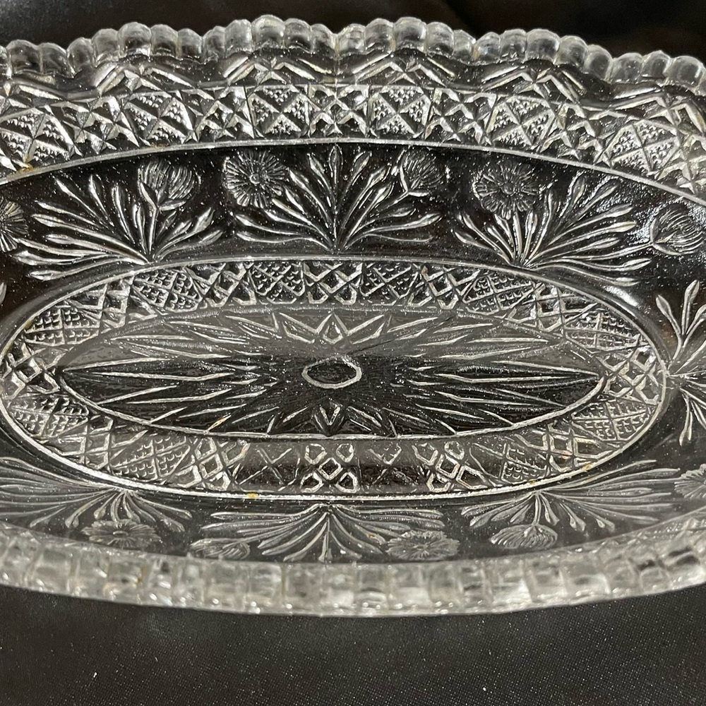 Vintage Indiana Glass Company/ EAPG Horsemint Clear Glass Oval Pickle Bowl. EUC - Picture 4 of 13